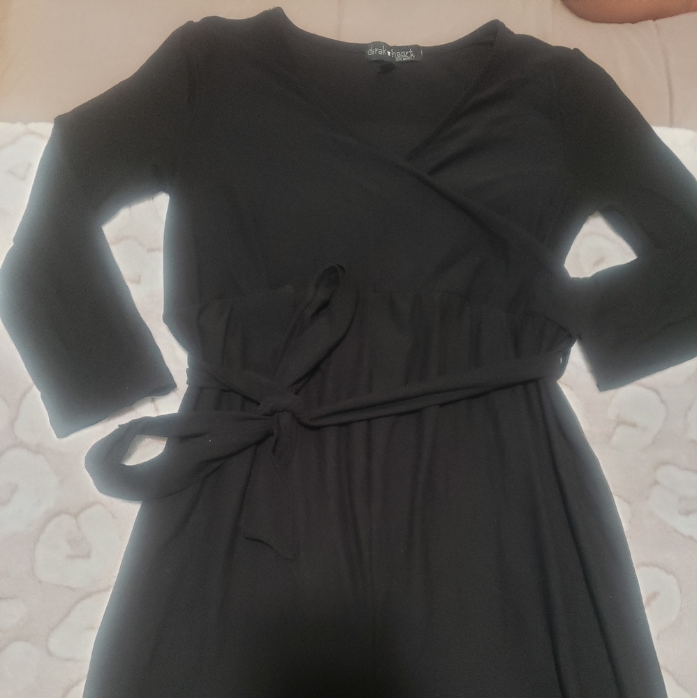 Black belted maternity romper